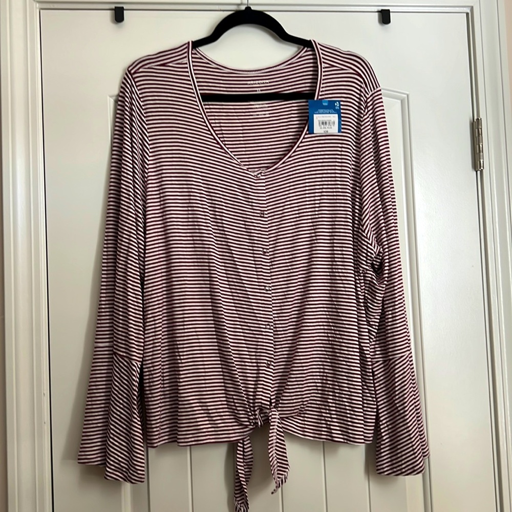 Arizona jean co Red white stripe shirt